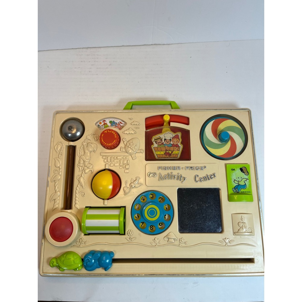 Vintage Fisher-Price Activity Center 134 Baby Toy Rotary Dial Bell Squeaker 1973